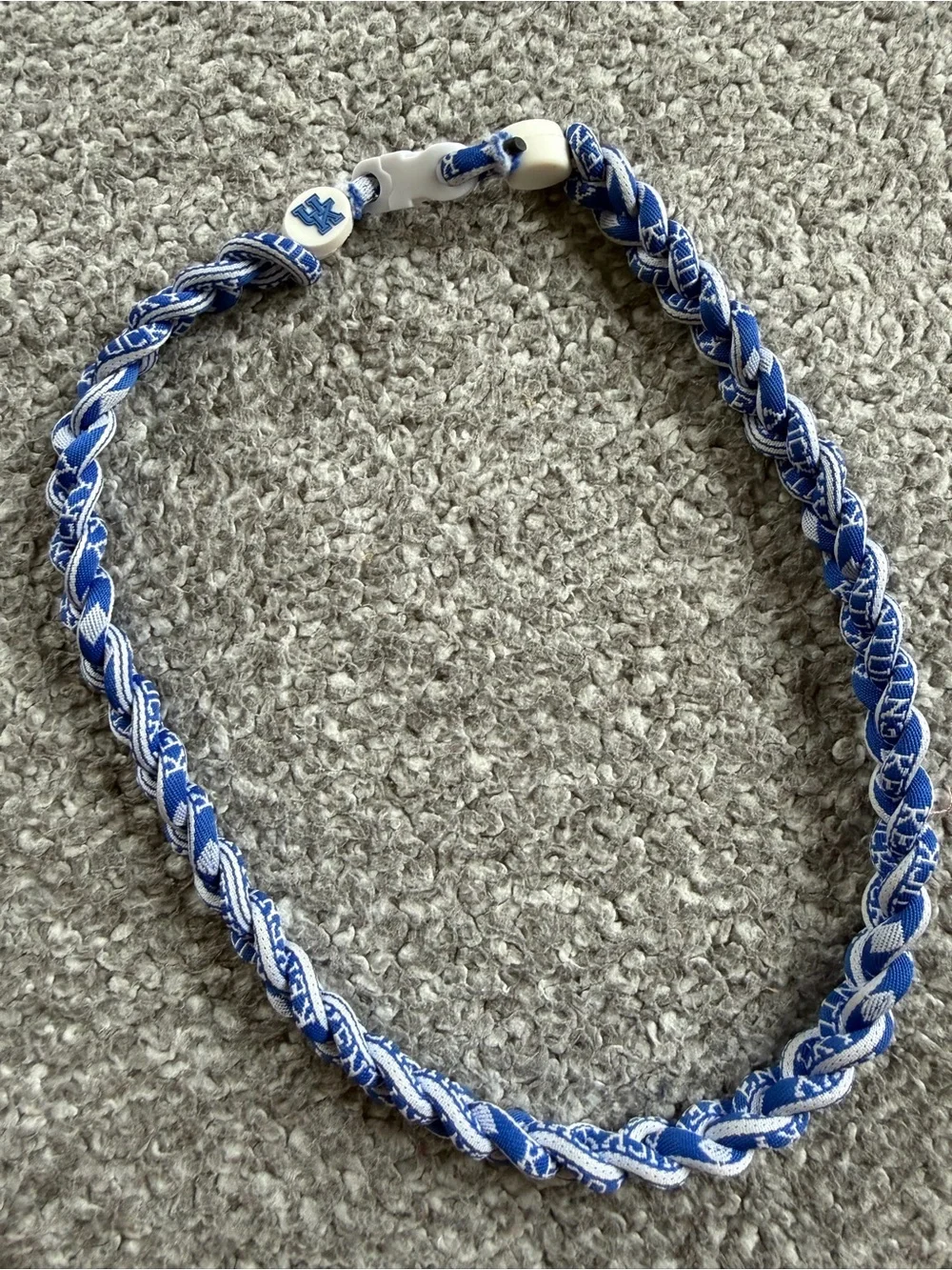 Blue and White Braided Sports Kentucky Necklace
